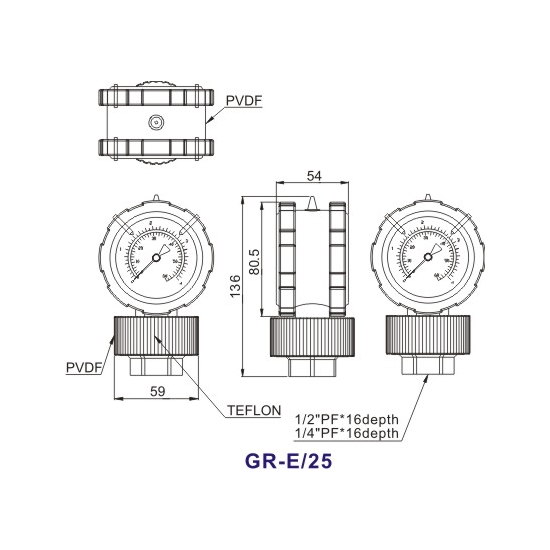 Double-Side-PP-Diaphragm-Pressure-Gauge-GR-E25